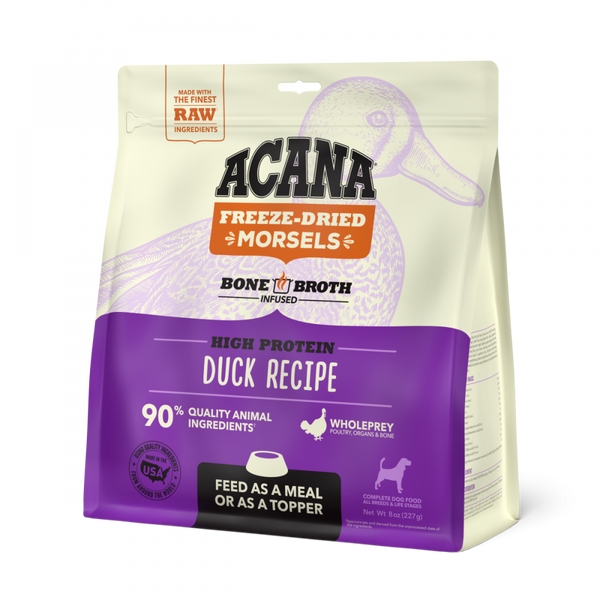 ACANA Freeze Dried Dog Food & Topper, Grain Free, High Protein,  Fresh & Raw Animal Ingredients, Duck Recipe, Morsels