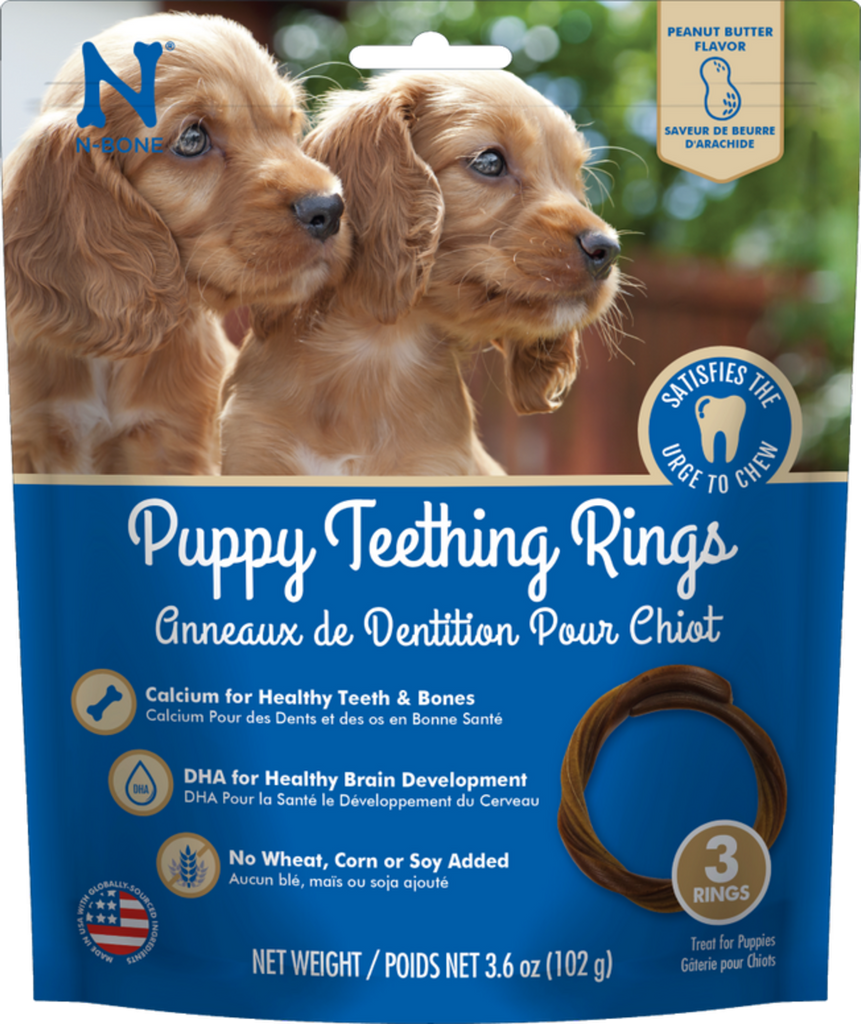 N-Bone Puppy Teething Rings Peanut Butter Flavor 3 Rings