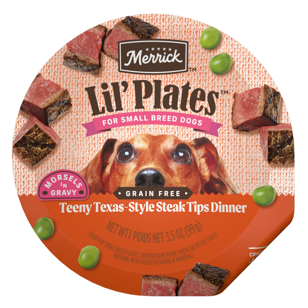 Merrick Lil' Plates Small Breed Grain Free Teeny Texas Steak Tips Dog Food Tray