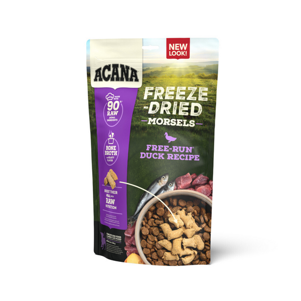 ACANA Freeze Dried Dog Food & Topper, Grain Free, High Protein,  Fresh & Raw Animal Ingredients, Duck Recipe, Morsels