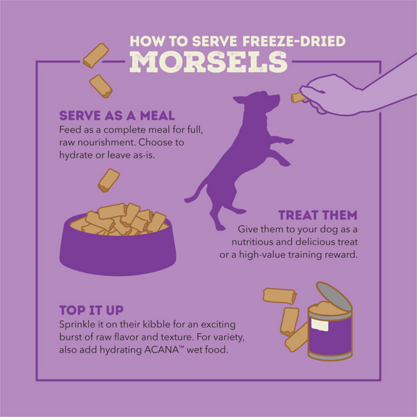 ACANA Freeze Dried Dog Food & Topper, Grain Free, High Protein,  Fresh & Raw Animal Ingredients, Duck Recipe, Morsels