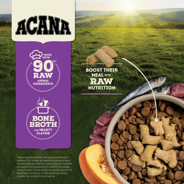 ACANA Freeze Dried Dog Food & Topper, Grain Free, High Protein,  Fresh & Raw Animal Ingredients, Duck Recipe, Morsels