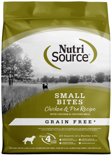 NutriSource Grain Free Small Breed Bites Chicken & Pea Recipe Dry Dog Food