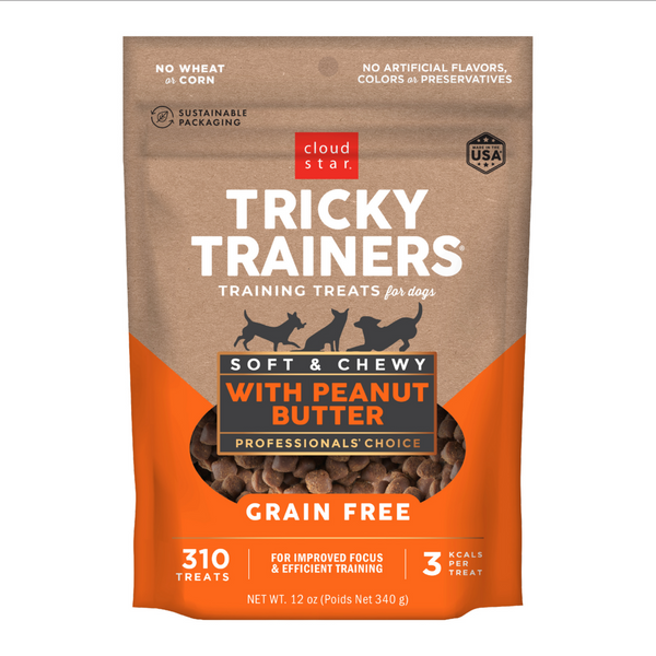 Cloud Star Tricky Trainers Soft & Chewy Grain Free Peanut Butter Dog Treats