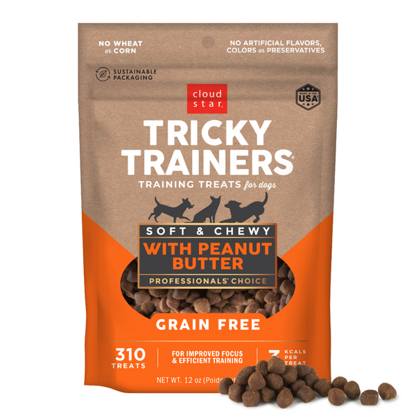 Cloud Star Tricky Trainers Soft & Chewy Grain Free Peanut Butter Dog Treats