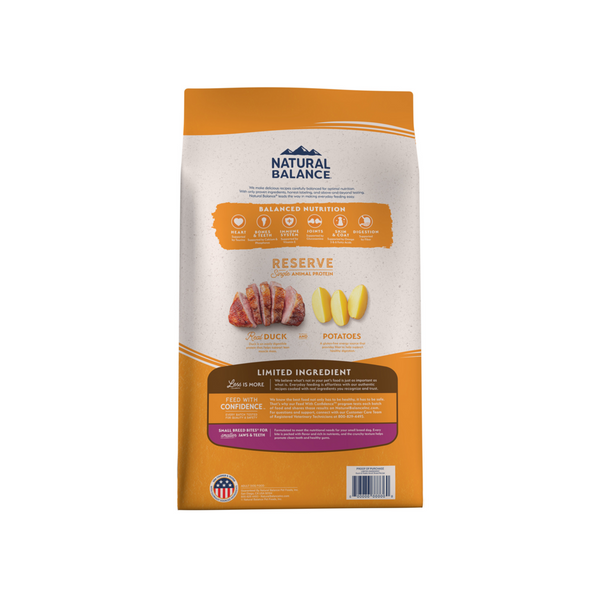 Natural Balance Limited Ingredient Reserve Grain Free Dry Dog Food for Small Breeds, Duck & Potato Recipe