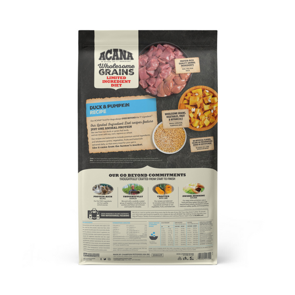ACANA Wholesome Grains, Duck & Pumpkin Recipe, Limited Ingredient Diet Dry Dog Food