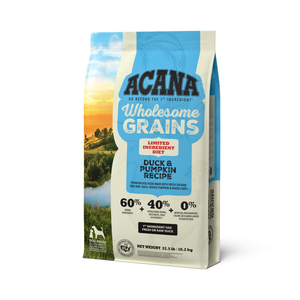 ACANA Wholesome Grains, Duck & Pumpkin Recipe, Limited Ingredient Diet Dry Dog Food
