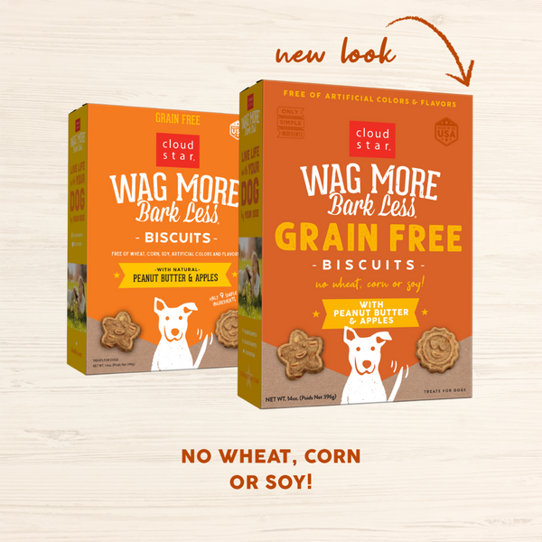 Cloud Star Wag More Bark Less Crunchy Grain Free Peanut Butter & Apples Dog Treats