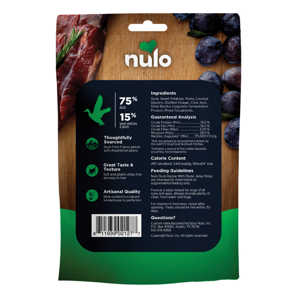 Nulo Dog Jerky Grain Free Duck & Plums