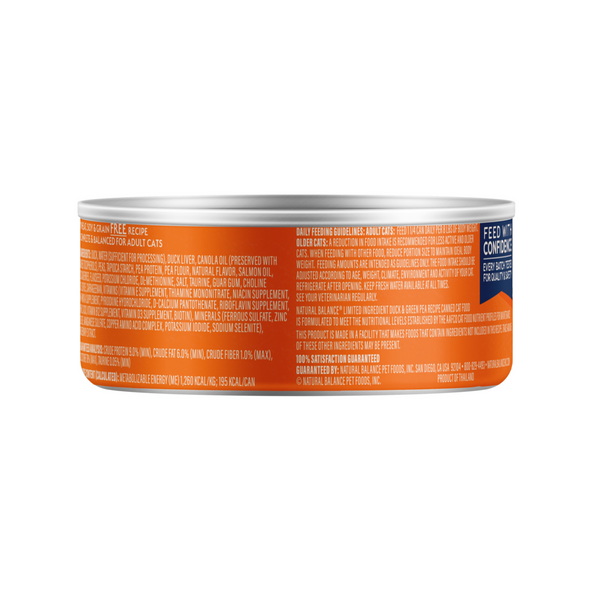 Natural Balance Limited Ingredient Reserve Wet Cat Food, Duck & Green Pea Pate Recipe