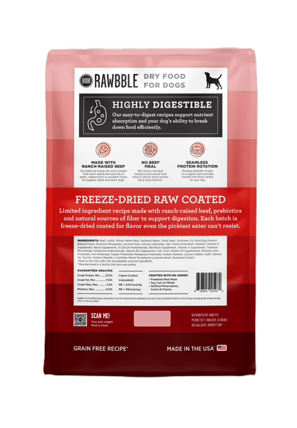 Bixbi Rawbble Freeze Dried Coated Beef Kibble Recipe for Dogs