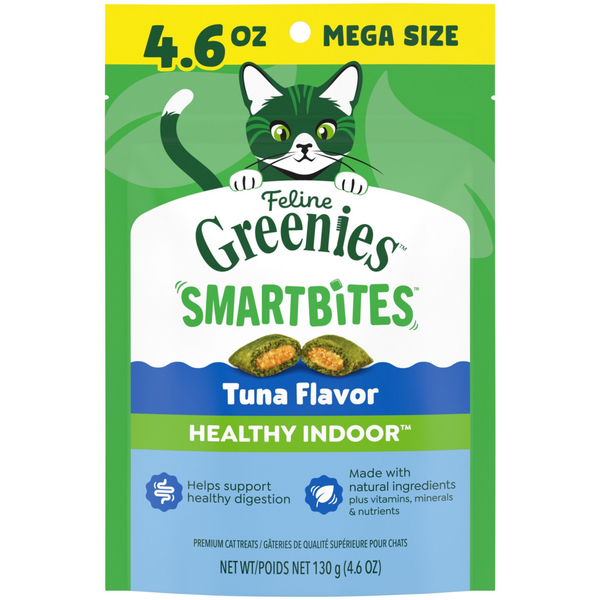 Greenies Feline SmartBites Healthy Indoor Natural Tuna Flavor Soft & Crunchy Adult Cat Treats