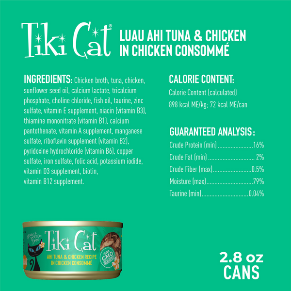 Tiki Cat Hookena Luau Grain Free Ahi Tuna And Chicken In Chicken Consomme Canned Cat Food