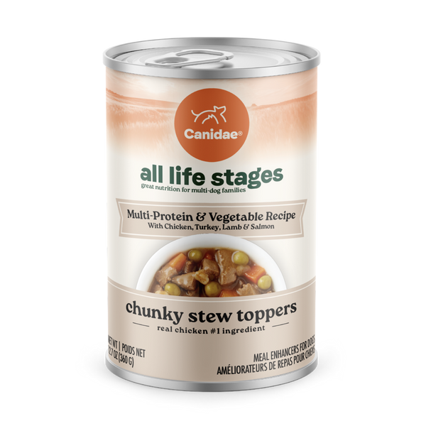 Canidae All Life Stages Wet Dog Food, Chunky Stew Toppers, Multi-Protein & Vegetable Recipe, 12.7 oz.