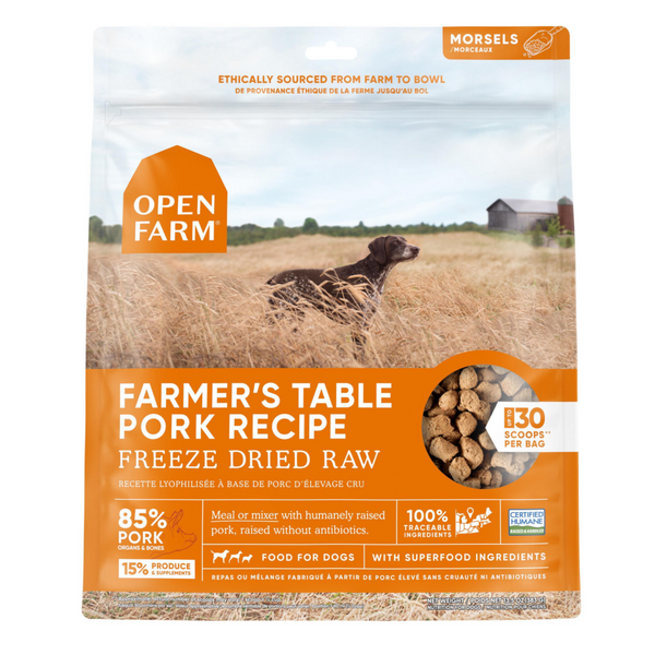 Open Farm Grain Free Farmer's Table Pork Morsels Freeze Dried Raw Dog Food