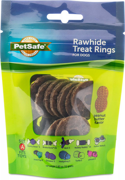 PetSafe Busy Buddy Natural Rawhide Peanut Butter Ring Treats Dog Toy Refill