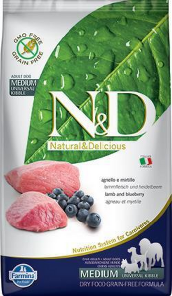Farmina Prime N&D Natural & Delicious Grain Free Mini Adult Lamb & Blueberry Dry Dog Food