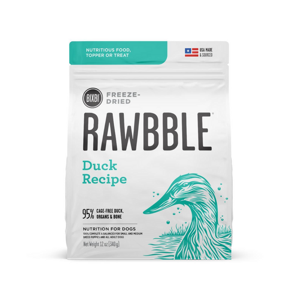 Bixbi Rawbble Freeze Dried Grain Free Duck Recipe for Dogs