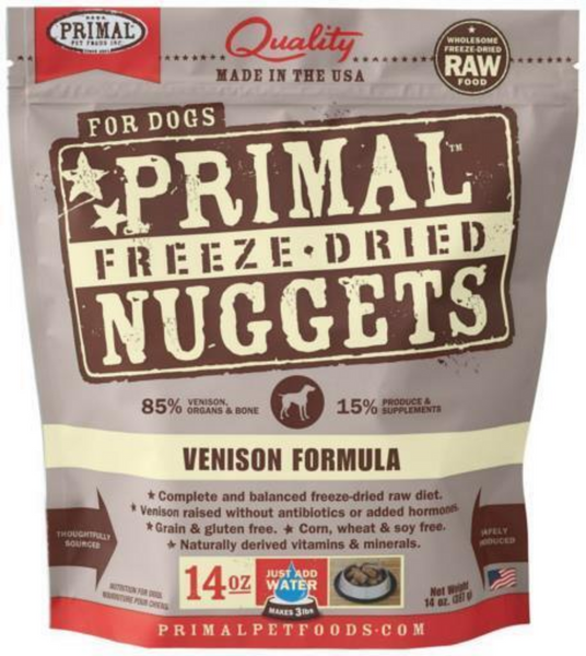 Primal Freeze Dried Nuggets Grain free Venison Formula Complete Diet for Dogs