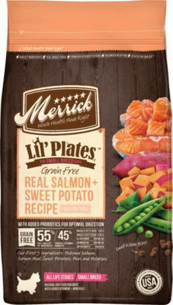 Merrick Lil Plates Small Breed Dog Food Grain Free Real Salmon & Sweet Potato Recipe Small Dog Food