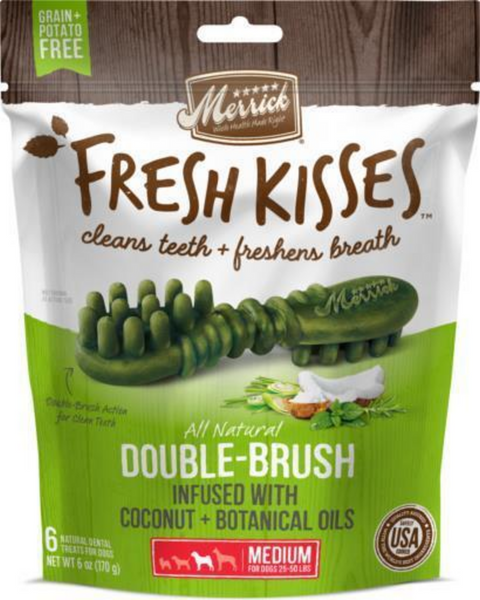 Merrick Fresh Kisses Coconut Oil and Botanics Dental Dog Chews Medium