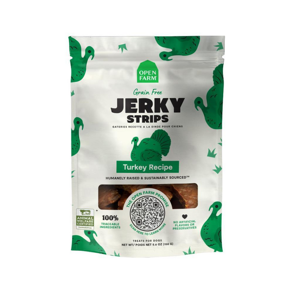 Open Farm Grain Free Turkey Jerky Strips Dog Treats