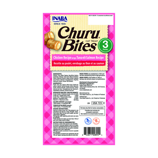 Inaba Cat Churu Bites Chicken Recipe Wraps Tuna With Salmon Recipe Cat Treats