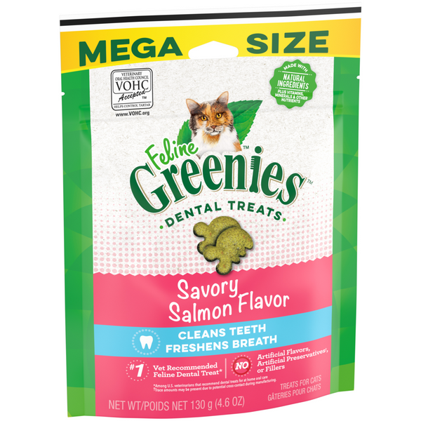 Feline Greenies Adult Natural Dental Care Savory Salmon Flavor Cat Treats