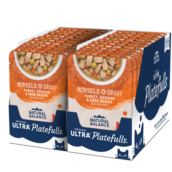 Natural Balance Original Ultra Platefulls Wet Cat Food, Turkey, Chicken, & Duck Morsels in Gravy Recipe