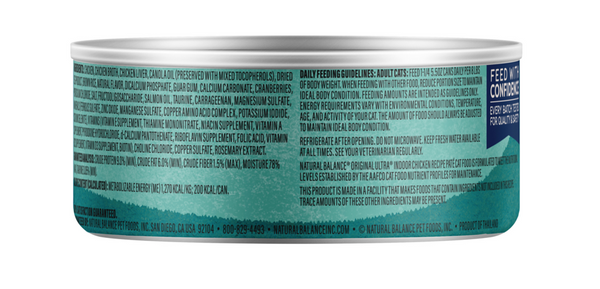 Natural Balance Original Ultra Wet Cat Food, Indoor Recipe with Chicken