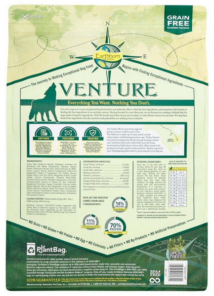 Earthborn Holistic Venture Limited Ingredient Grain Free Turkey Meal and Pumpkin Dry Dog Food