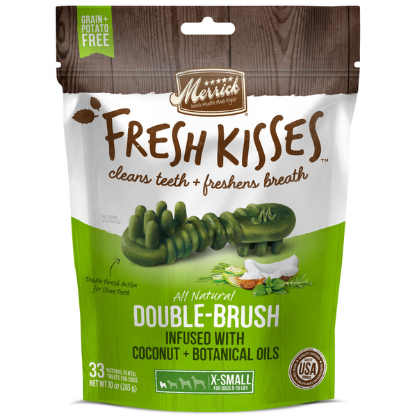 Merrick Fresh Kisses Coconut Oil and Botanics Dental Dog Chews Extra Small