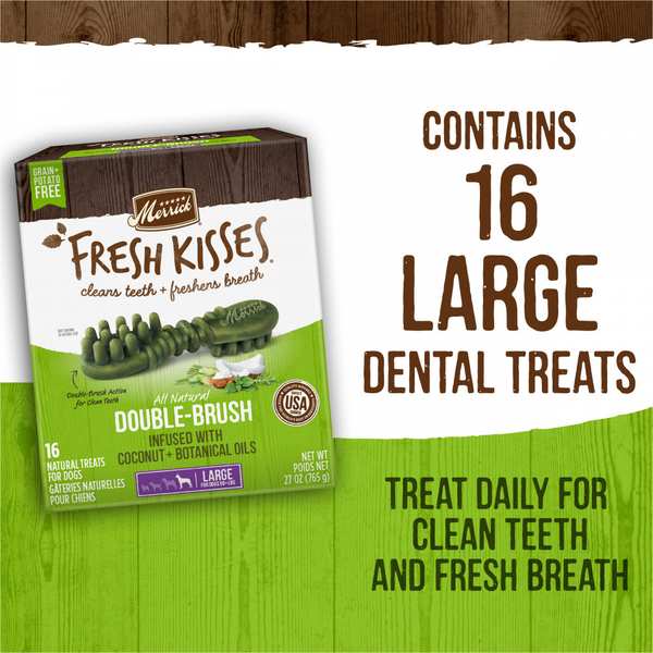 Merrick Fresh Kisses Coconut Oil and Botanics Dental Dog Chews Large