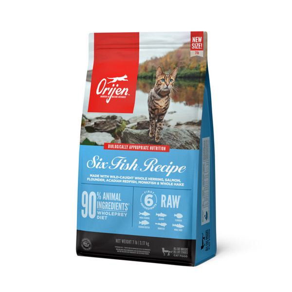 ORIJEN Grain Free, Premium, High Protein, Fresh & Raw Animal Ingredients, Six Fish Dry Cat Food
