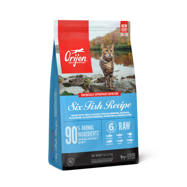 ORIJEN Grain Free, Premium, High Protein, Fresh & Raw Animal Ingredients, Six Fish Dry Cat Food