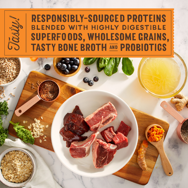 Stella & Chewy's SuperBlends Raw Coated Wholesome Grains Grass Fed Beef & Beef Liver & Lamb Recipe with Superfoods