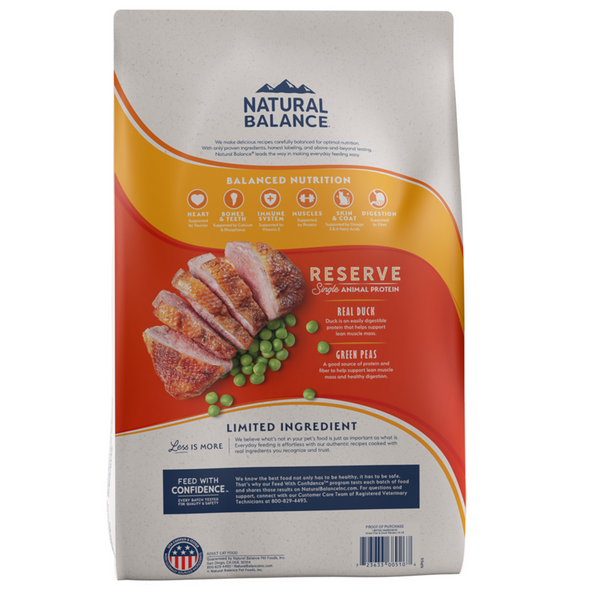 Natural Balance Limited Ingredient Reserve Grain Free Dry Cat Food, Duck & Green Pea Recipe