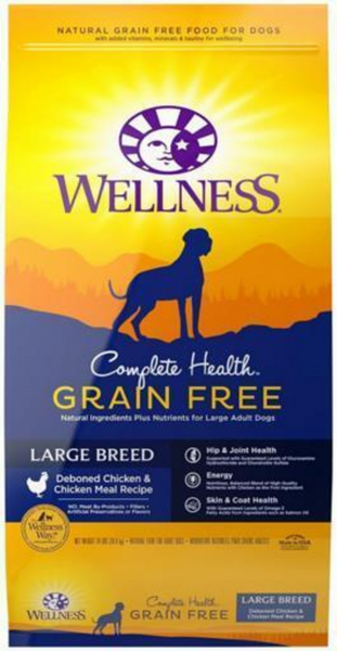 Wellness Complete Health Grain Free Large Breed Deboned Chicken and Chicken Meal Recipe Dry Dog Food