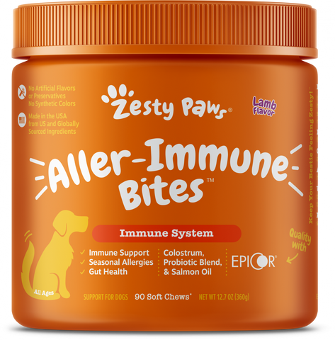 Zesty Paws Aller-Immune Bites for Seasonal Allergies Lamb Flavor Immune Function   Sensitive Skin & Gut Health for Dogs