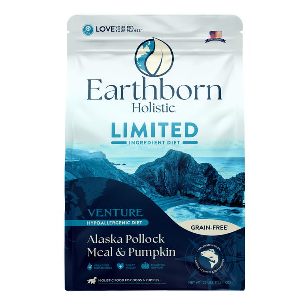 Earthborn Holistic Venture Grain Free Alaska Pollock Meal and Pumpkin Dry Dog Food