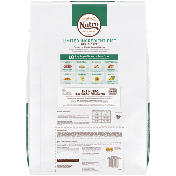 Nutro Limited Ingredient Diet Grain Free Small Bites Adult Lamb and Sweet Potato Dry Dog Food