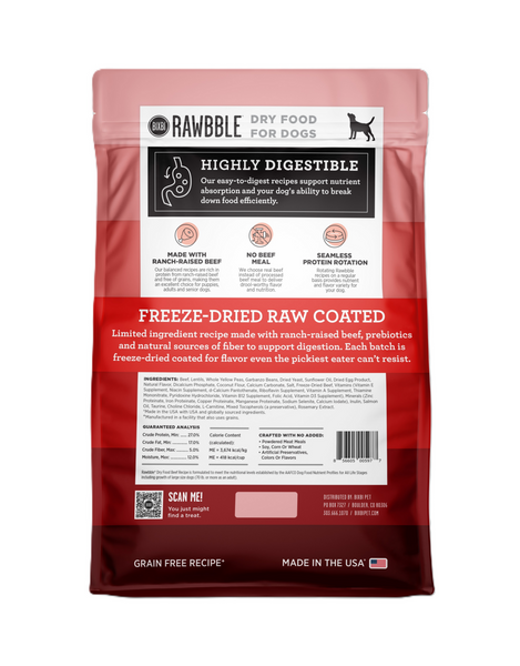 Bixbi Rawbble Freeze Dried Coated Beef Kibble Recipe for Dogs