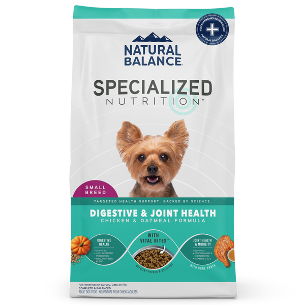 Natural Balance Specialized Nutrition Dry Dog Food, Small Breed Digestive & Joint Health Chicken & Oatmeal Formula