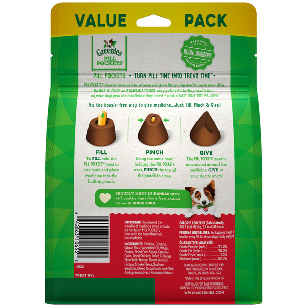 Greenies Pill Pockets Canine Hickory Smoke Flavor Dog Treats Capsule