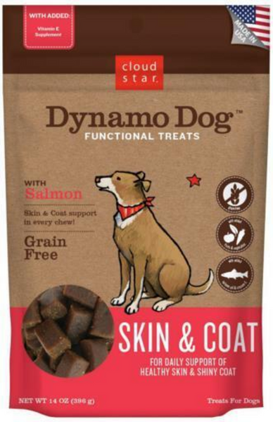 Cloud Star Dynamo Dog Functional Soft Chews Skin and Coat Salmon Dog Treats