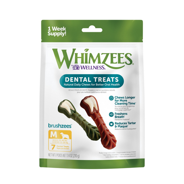 Whimzees Daily Use Brushzees Medium Pack Dental Dog Treats