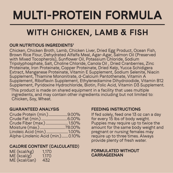 Canidae All Life Stages Wet Dog Food, Multi-Protein Formula with Chicken, Lamb & Fish, 13 oz.
