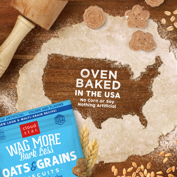 Cloud Star Wag More Bark Less Oats & Grains Crunchy Bacon & Cheese & Apples Dog Treats