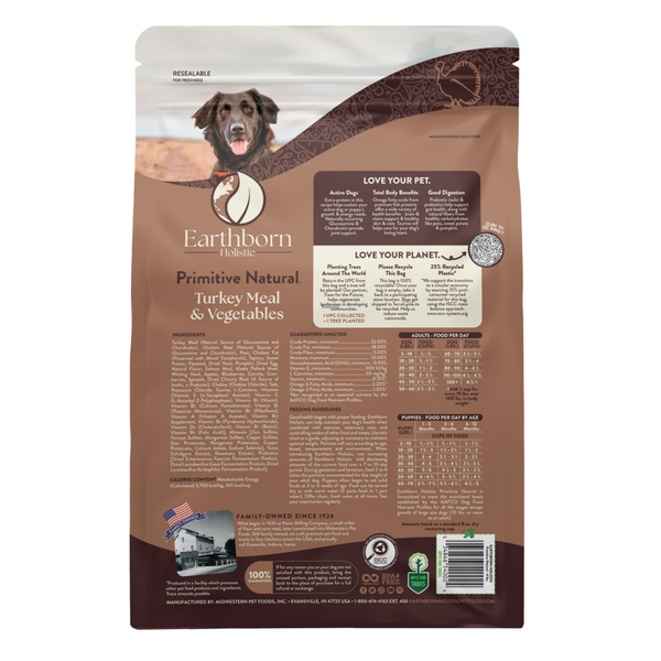 Earthborn Holistic Primitive Natural Turkey Meal & Vegetables Grain Free Dry Dog Food